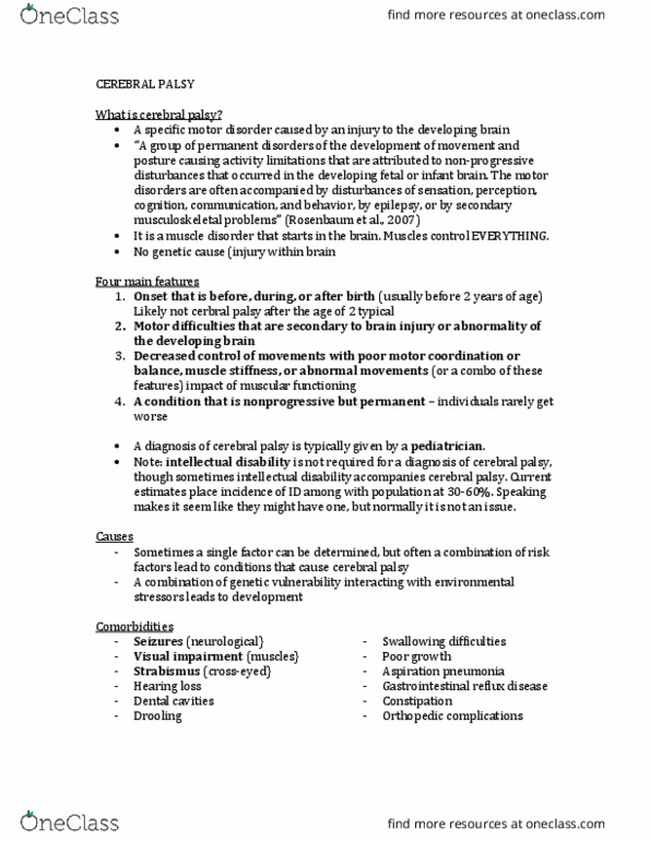 EDP 3361 Lecture Notes - Lecture 17: Botulinum Toxin, Physical Therapy, Assistive Technology thumbnail