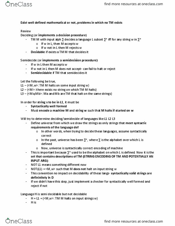 Computer Science 3331A/B Chapter Notes - Chapter 19: Halting Problem, If And Only If, Msh2 thumbnail