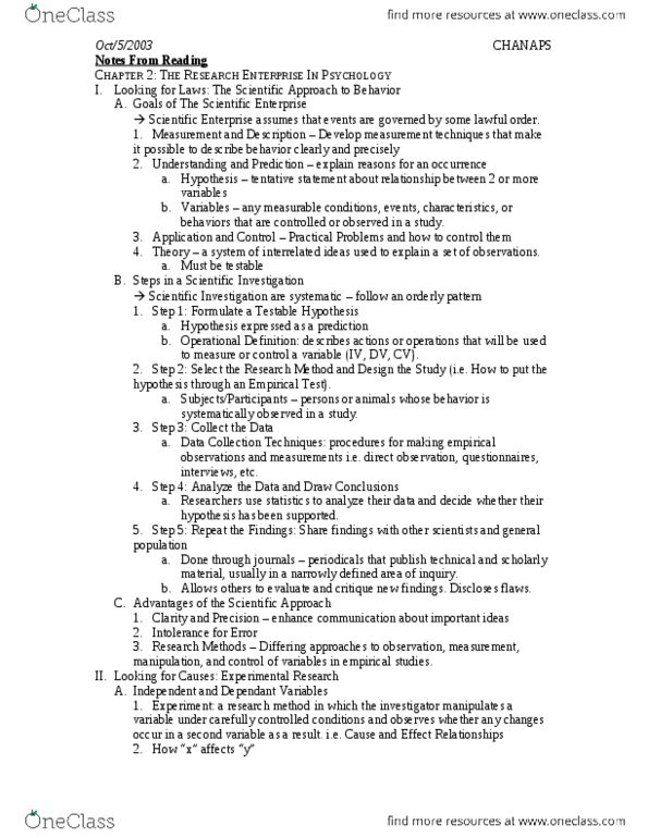 PSY100Y5 Chapter Notes - Chapter 2: Dependent And Independent Variables, Operational Definition, Krypto thumbnail