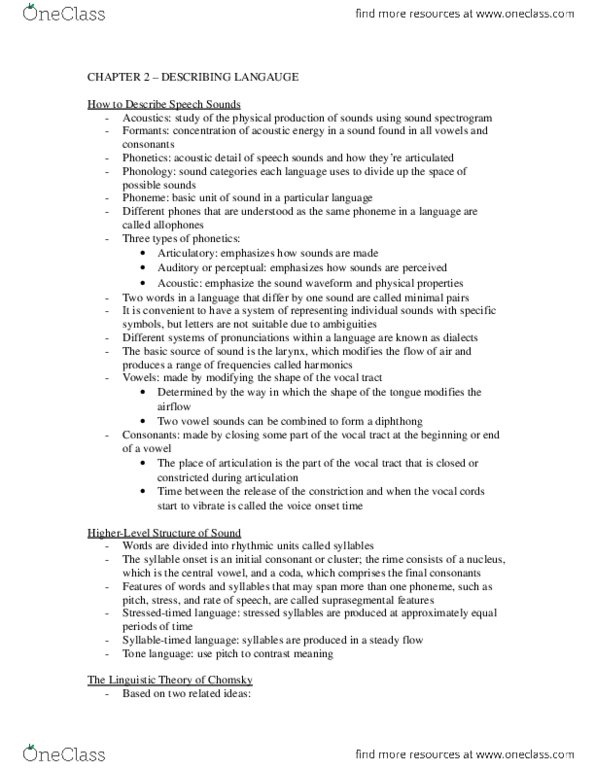 PSYCH 3UU3 Chapter Notes - Chapter 2: Phoneme thumbnail