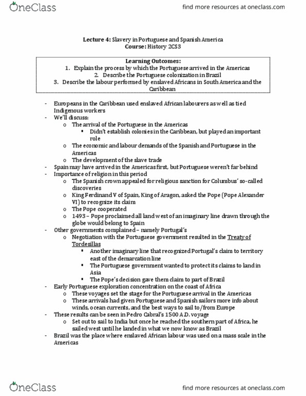 HISTORY 2CS3 Lecture Notes - Lecture 4: Paubrasilia thumbnail