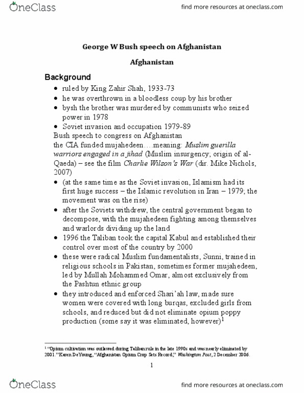 HIST114 Chapter Notes - Chapter 1: George W. Bush, Mike Nichols, Mohammed Omar thumbnail