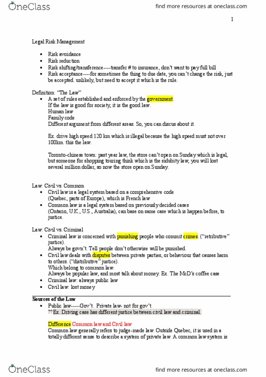 Management and Organizational Studies 2275A/B Lecture Notes - Lecture 1: Retributive Justice, Private Law, Distributive Justice thumbnail