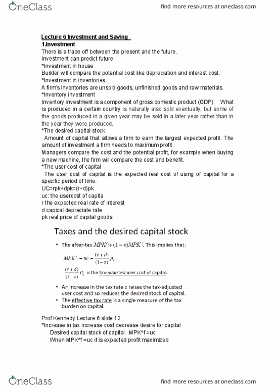 ECON 222 Lecture Notes - Lecture 6: Gross Domestic Product, Inventory Investment cover image