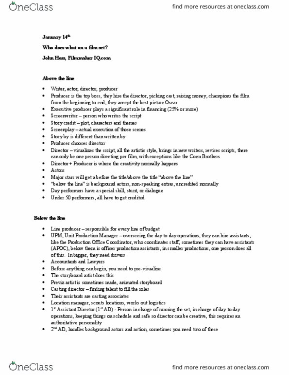 DMPR 2002 Lecture Notes - Lecture 1: Location Manager, Major Stars, Line Producer thumbnail
