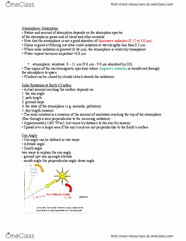 GGR214H5 Lecture Notes - Lecture 1: Shortwave Radiation, Ultraviolet, Infrared Window thumbnail
