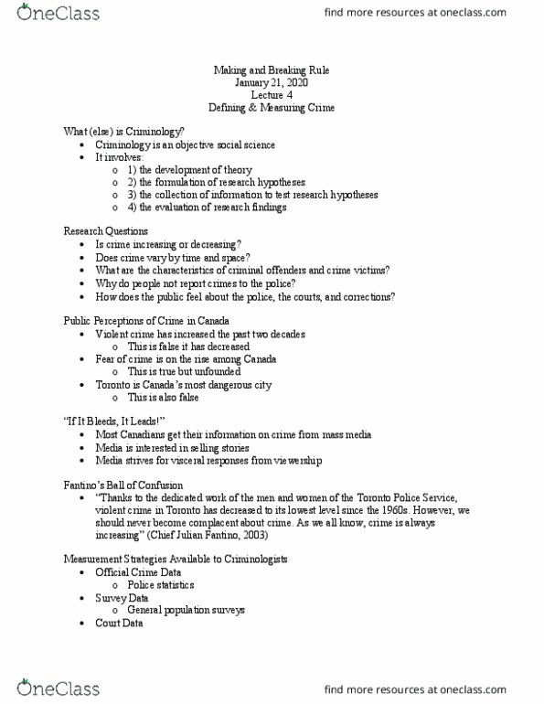 SOCPSY 2D03 Lecture Notes - Lecture 4: Toronto Police Service, General Social Survey, World Health Organization thumbnail