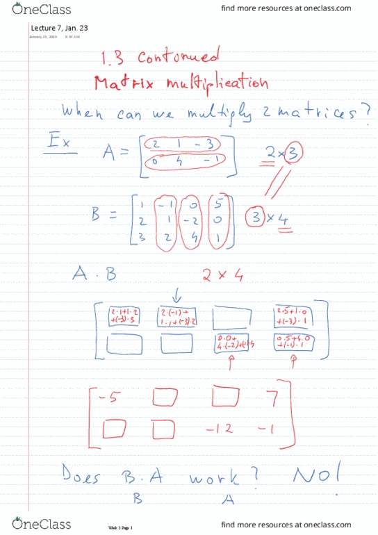Applied Mathematics 1411A/B Lecture 7: Matrix multiplication thumbnail