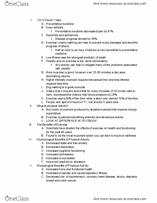 Health Sciences 1001A/B Lecture Notes - Lecture 13: Coronary Artery Disease, Preventive Healthcare, Cardiorespiratory Fitness thumbnail