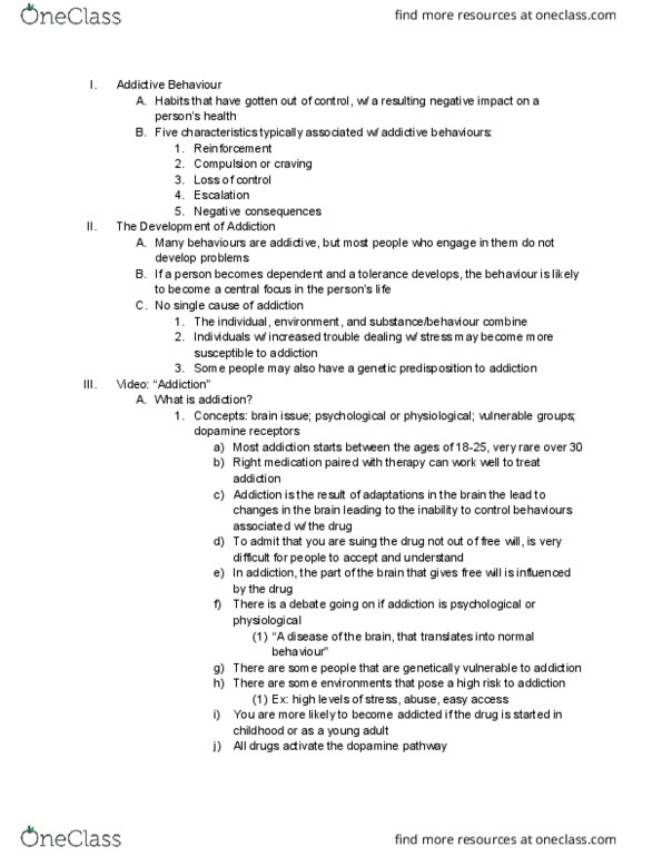 Health Sciences 1001A/B Lecture Notes - Lecture 15: Caffeine, Dsm-5, American Psychiatric Association thumbnail