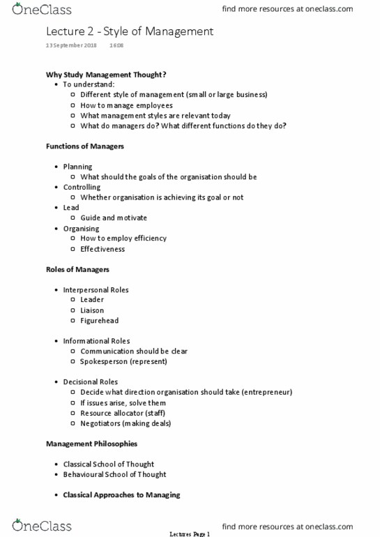 ADMS 1000 Lecture Notes - Lecture 2: Scientific Management, Market Power, Goal Setting thumbnail