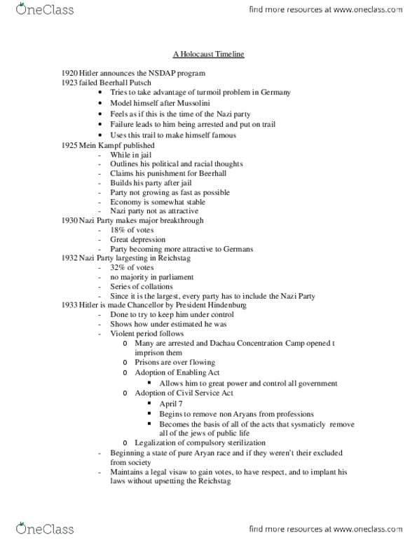 History 3427E Lecture : A Holocaust Timeline.docx thumbnail