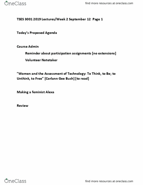 TSES 3001 Lecture Notes - Lecture 3: Tses, E-Book, Washing Machine thumbnail