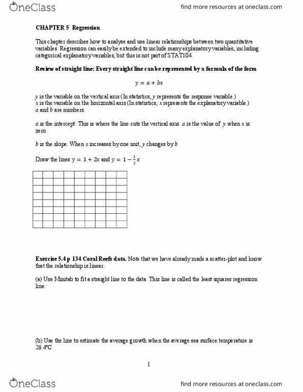 STAT 104 Lecture Notes - Lecture 5: Sea Surface Temperature, Minitab, Dependent And Independent Variables thumbnail