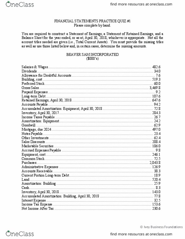 Business Administration 1220E Lecture Notes - Lecture 10: Deferral, Retained Earnings thumbnail