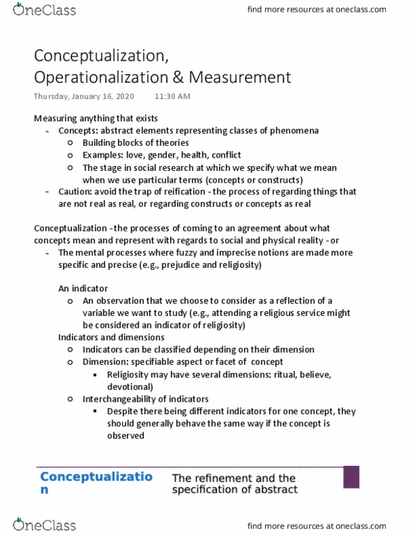 SOCPSY 2K03 Lecture Notes - Lecture 3: Operationalization, Collectively Exhaustive Events, Celsius thumbnail
