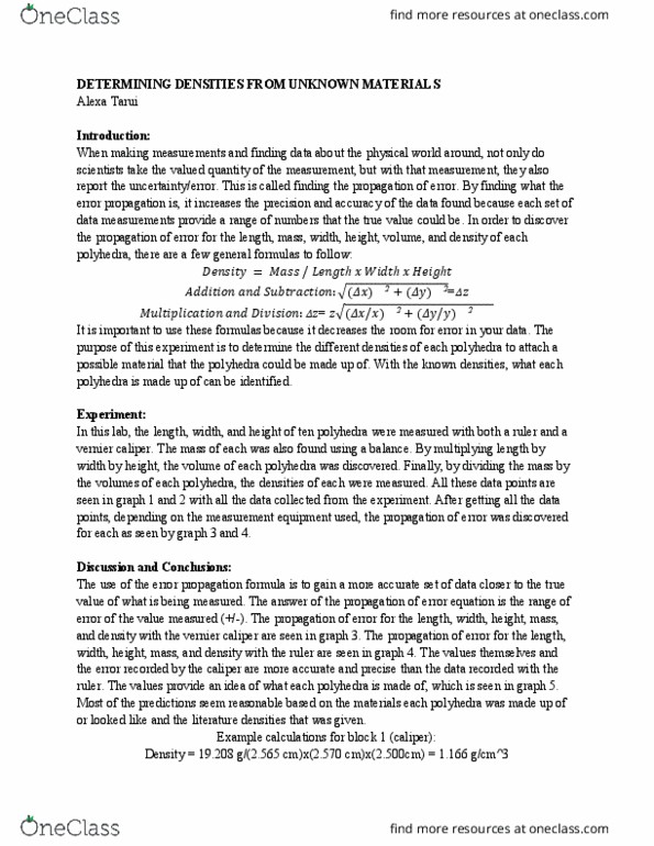 CHEM 130 Lecture Notes - Lecture 1: Calipers, Propagation Of Uncertainty, Polypropylene thumbnail