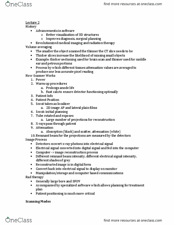 MEDRADSC 3K03 Lecture Notes - Lecture 2: Ct Scan, Radiation Therapy, Middle Ear thumbnail