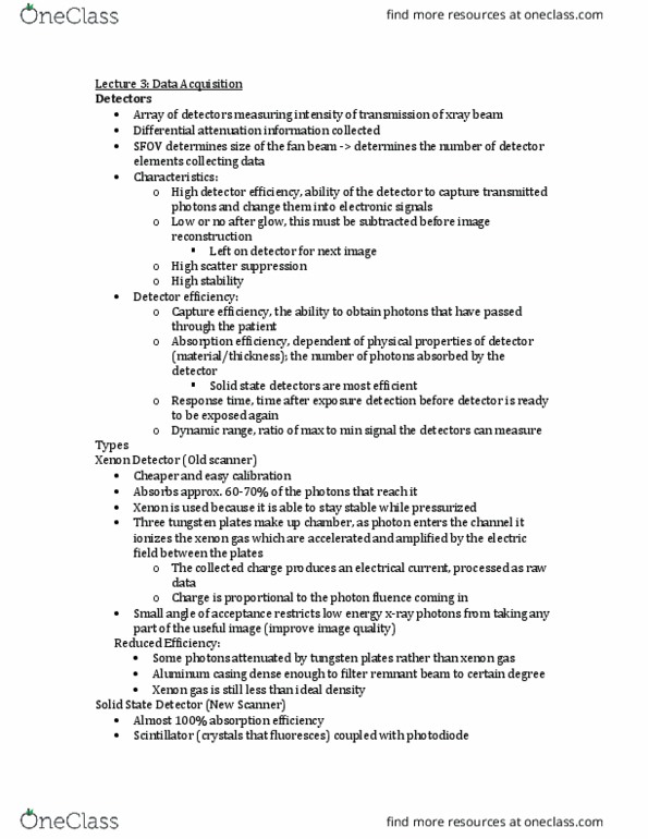 MEDRADSC 3K03 Lecture Notes - Lecture 3: Tungsten, Photodiode, Dynamic Range thumbnail