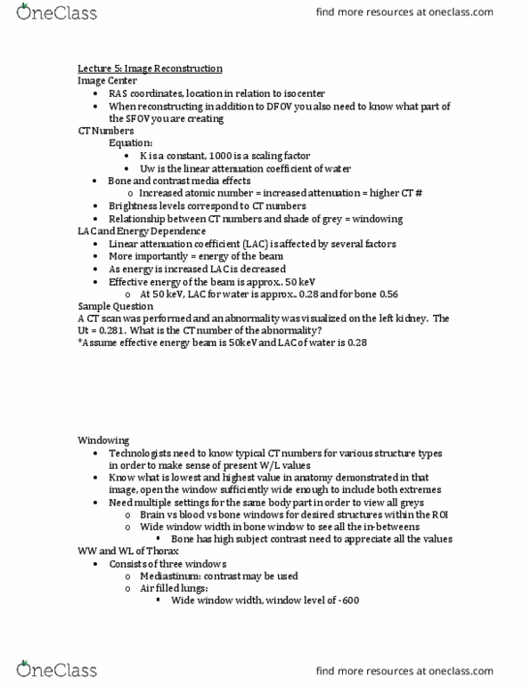 MEDRADSC 3K03 Lecture Notes - Lecture 5: Energy Independence, Mediastinum, Atomic Number thumbnail