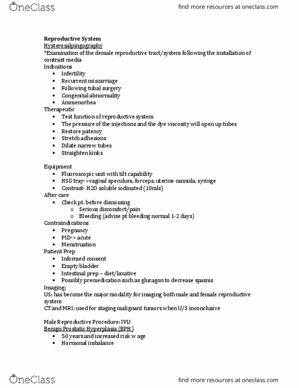 MEDRADSC 3J03 Lecture Notes - Lecture 5: Recurrent Miscarriage, Hysterosalpingography, Fluoroscopy thumbnail