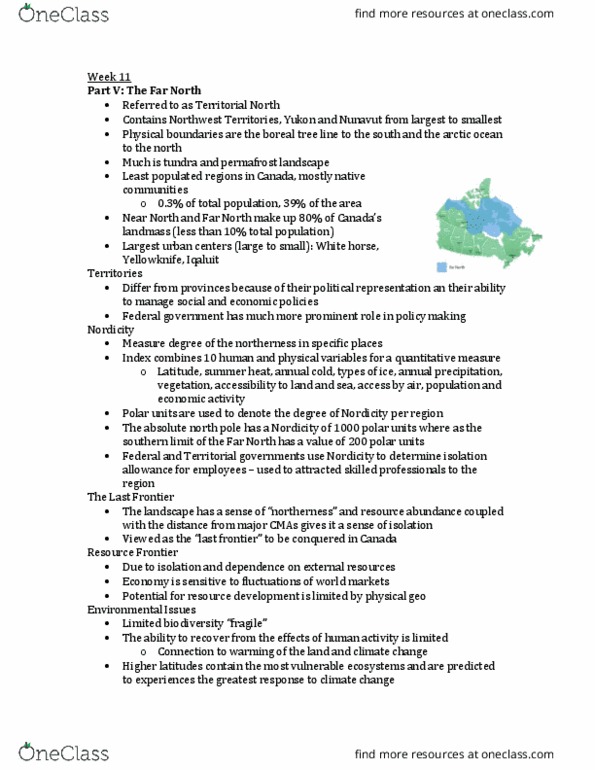 GEOG 2OC3 Lecture Notes - Lecture 11: Nordicity, Effect Of Sun Angle On Climate, Permafrost thumbnail