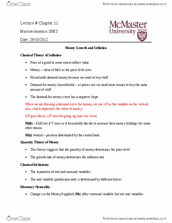 ECON 1BB3 Lecture Notes - Hot Chocolate, Classical Dichotomy, Demand Curve thumbnail