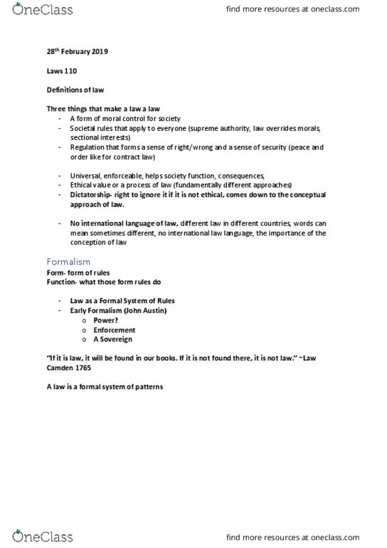 LAWS110 Lecture Notes - Lecture 14: Formal System thumbnail