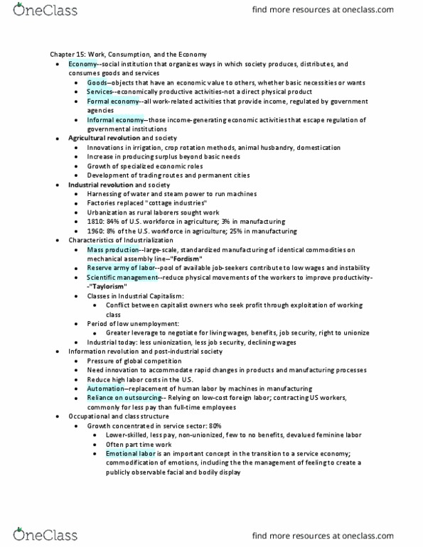 SOC-1010 Lecture Notes - Lecture 7: Animal Husbandry, Industrial Revolution, Crop Rotation thumbnail