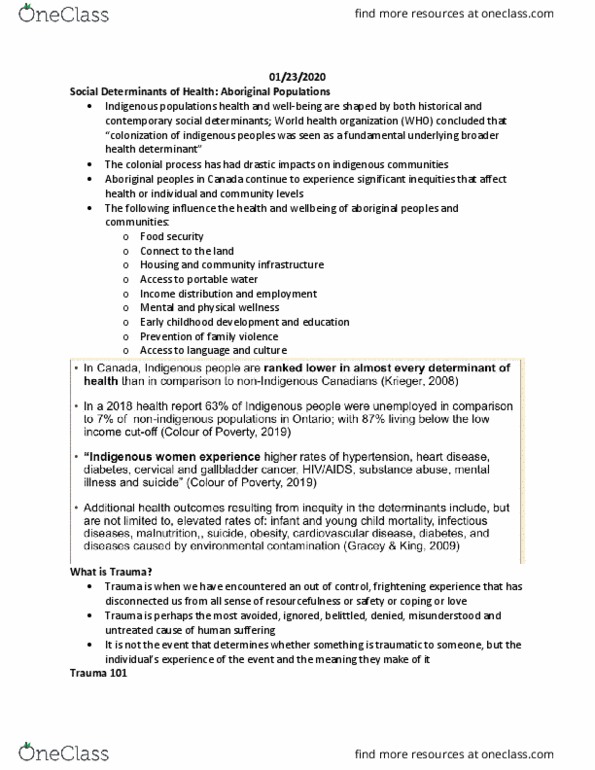 Child and Youth Worker SSW206 Lecture Notes - Lecture 3: World Health Organization, Income Distribution, Food Security thumbnail