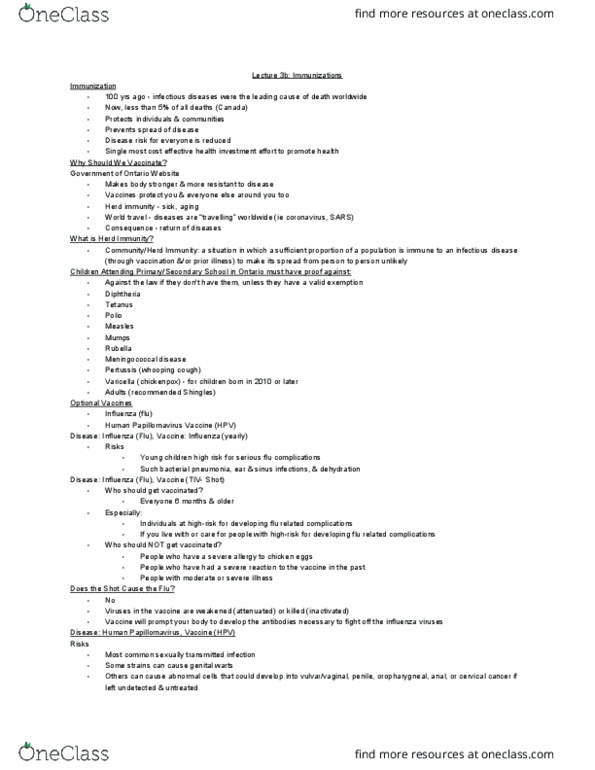 MEDRADSC 3Y03 Lecture Notes - Lecture 3: Meningococcal Disease, Herd Immunity, Genital Wart thumbnail