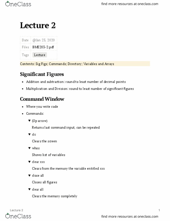 BME 203 Lecture Notes - Lecture 2: Significant Figures, Atan2, Matlab thumbnail