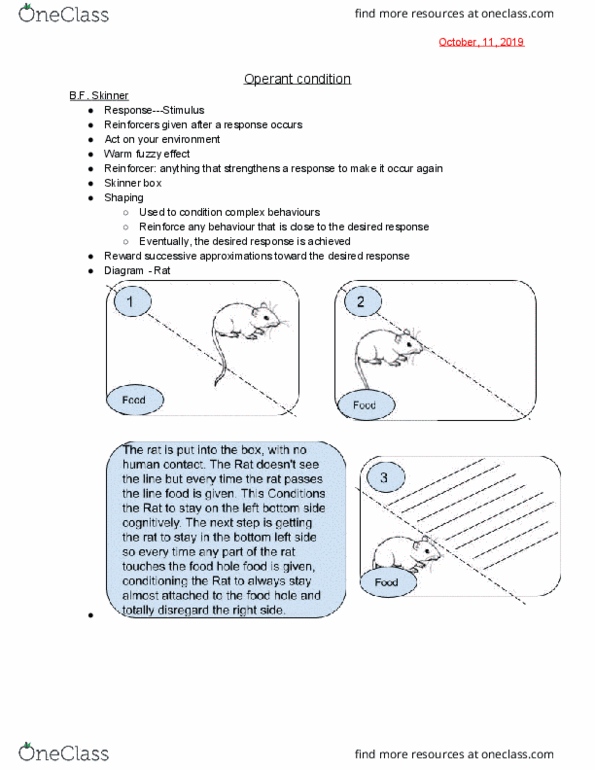 PSYC 150 Lecture Notes - Lecture 6: Operant Conditioning Chamber, Reinforcement, Learned Helplessness thumbnail