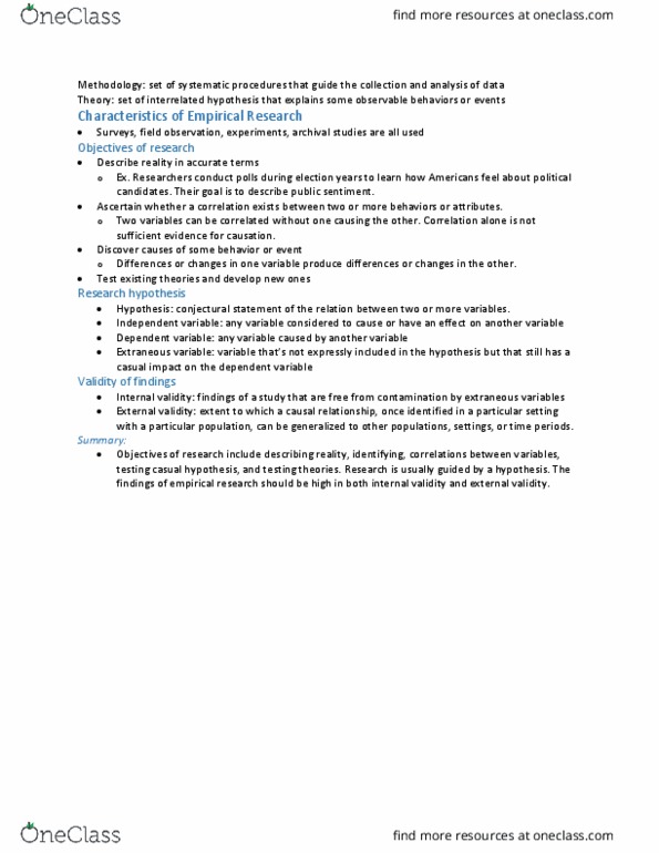 SOCPSY 1Z03 Chapter Notes - Chapter 2: Internal Validity, Dependent And Independent Variables thumbnail