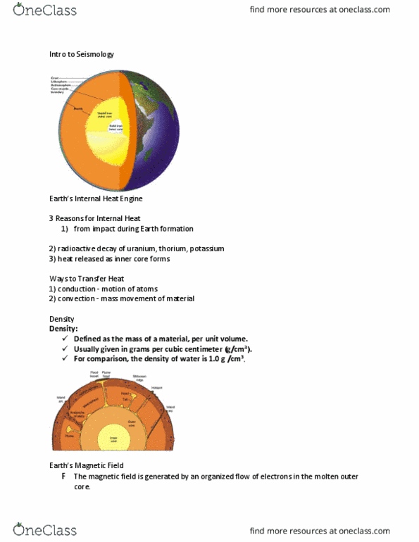 GEOL 21062 Lecture Notes - Lecture 4: Outer Core, Magnetite thumbnail