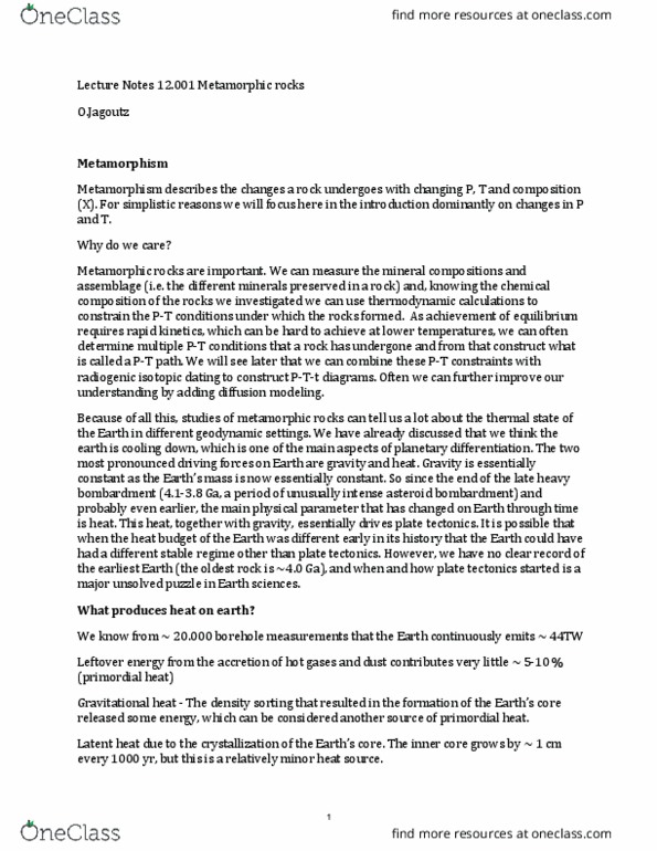 GEOL 21062 Lecture Notes - Lecture 23: Late Heavy Bombardment, Geodynamics, Latent Heat thumbnail