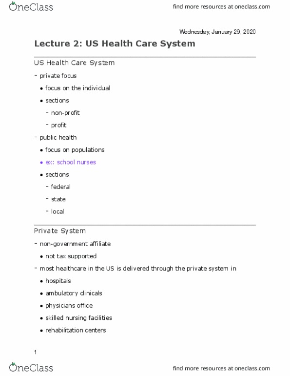 NUR 452 Lecture Notes - Lecture 2: Health Reimbursement Account, Economy 7, Agency For Healthcare Research And Quality thumbnail