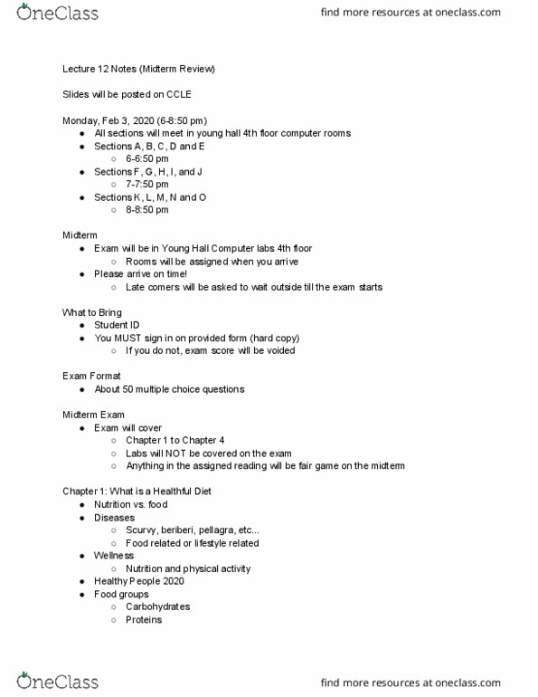 PHYSCI 5 Lecture Notes - Lecture 12: Pellagra, Thiamine, Food Group cover image