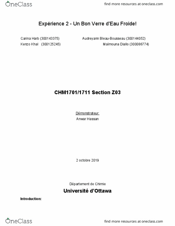 MAT 1739 Lecture Notes - Lecture 3: Hassan Anvar, Ammonium Chloride, Burette thumbnail