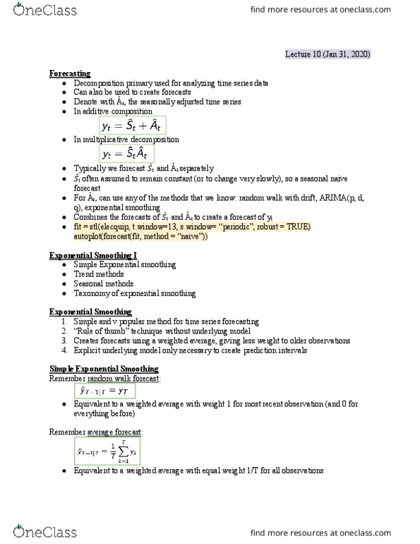 ECON 174 Lecture Notes - Lecture 8: Exponential Smoothing, Autoregressive Integrated Moving Average, Time Series thumbnail