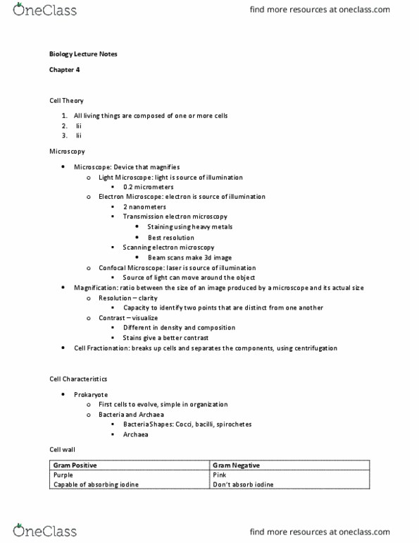 CELL 1010 Lecture Notes - Lecture 4: Transmission Electron Microscopy, Scanning Electron Microscope, Cell Theory thumbnail