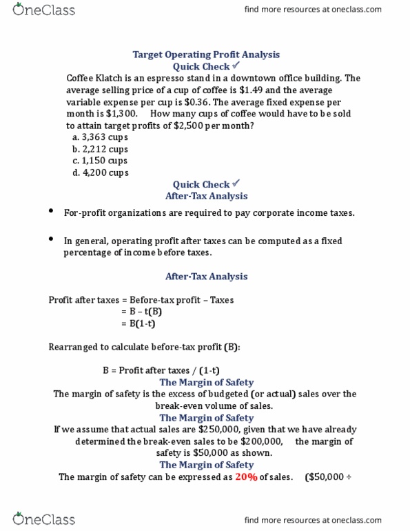 ACC431 Lecture Notes - Lecture 3: Espresso, Operating Leverage, Earnings Before Interest And Taxes thumbnail