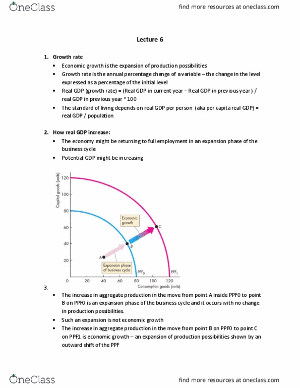 ECON 102 Lecture Notes - Lecture 6: Potential Output, Business Cycle cover image