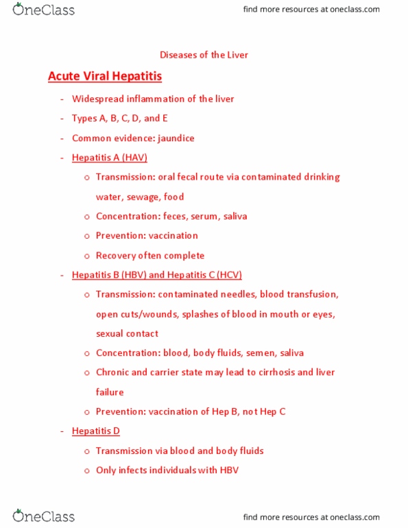 11:709:255 Lecture Notes - Lecture 16: Viral Hepatitis, Blood Transfusion, Hepatitis thumbnail