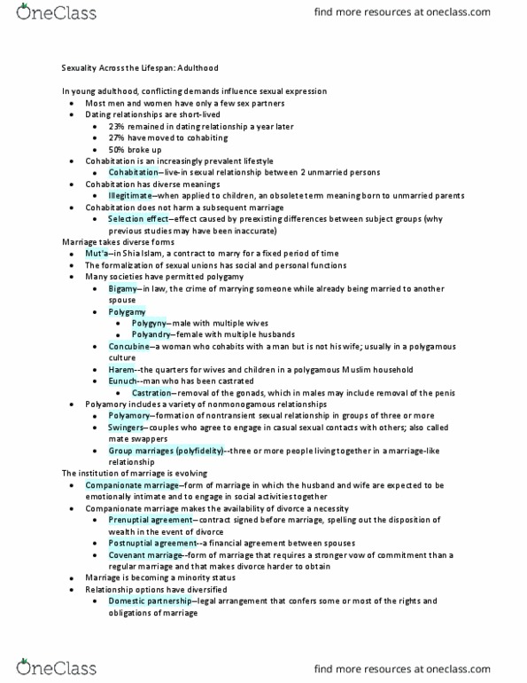 PSY-3705 Chapter Notes - Chapter 11: Polyfidelity, Polyamory, Hormone Therapy thumbnail