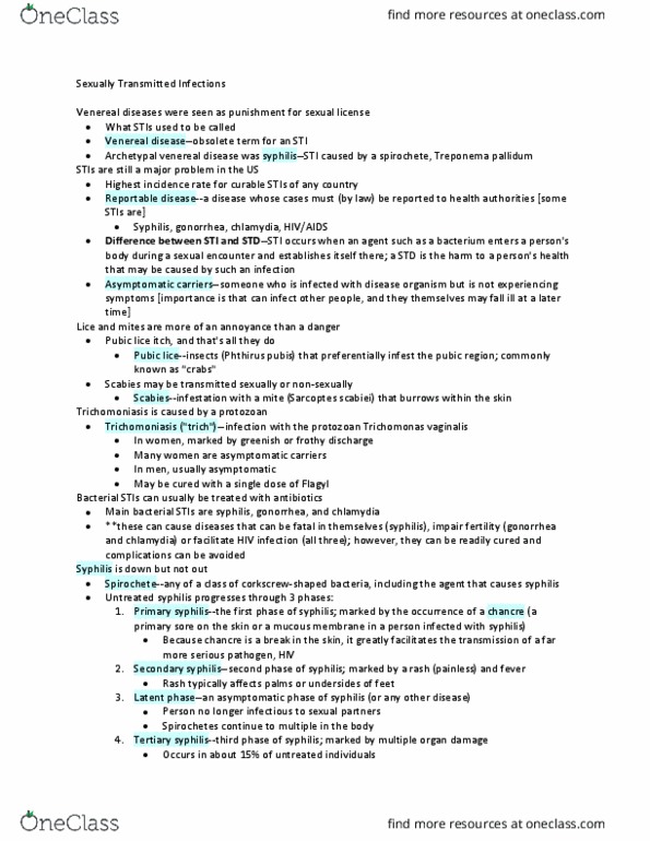 PSY-3705 Chapter Notes - Chapter 15: Sarcoptes Scabiei, Crab Louse, Treponema Pallidum thumbnail