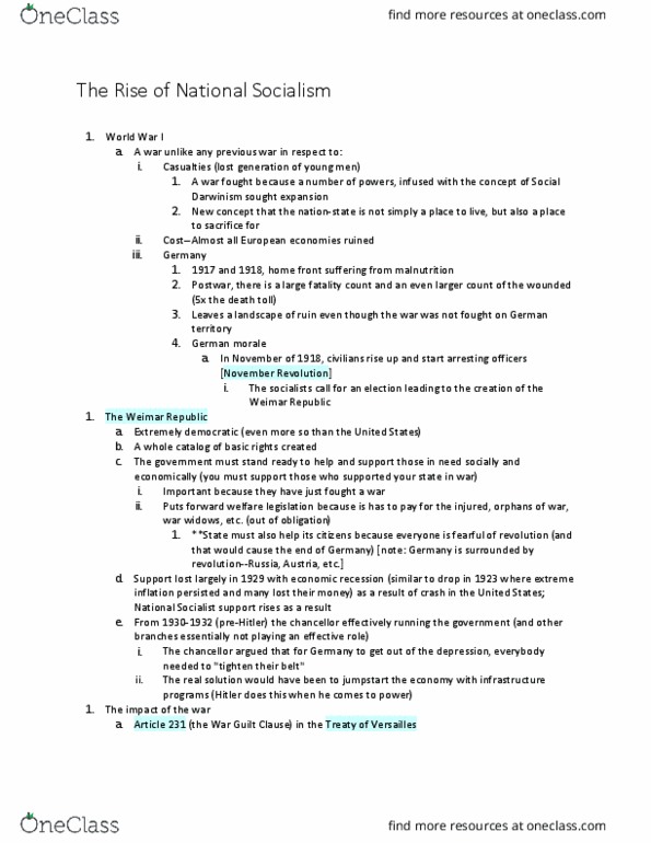 JS-3100 Lecture Notes - Lecture 3: Article 231 Of The Treaty Of Versailles, Social Darwinism, Anti-Communism thumbnail