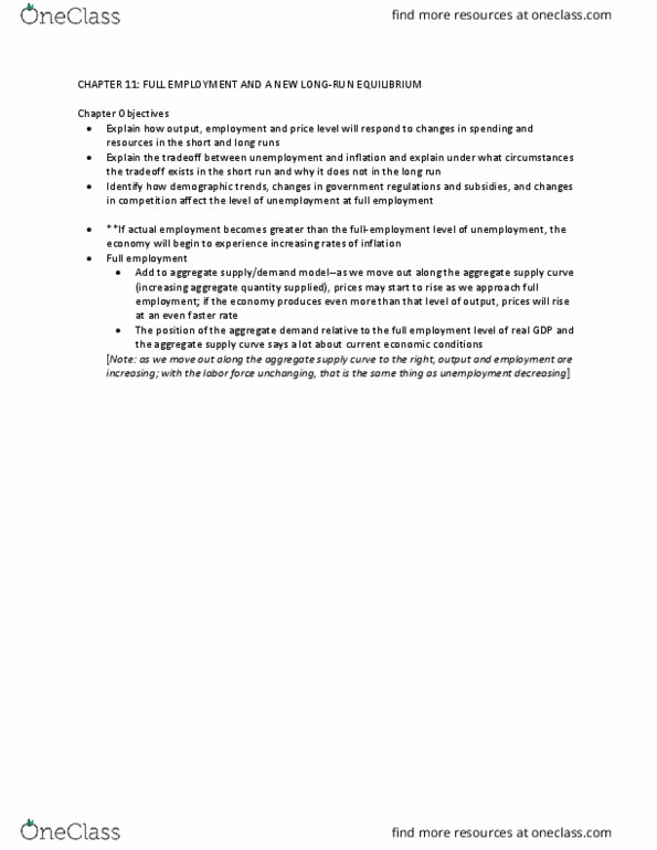 ECON-1010 Chapter Notes - Chapter 11: Aggregate Supply, Aggregate Demand, Full Employment thumbnail