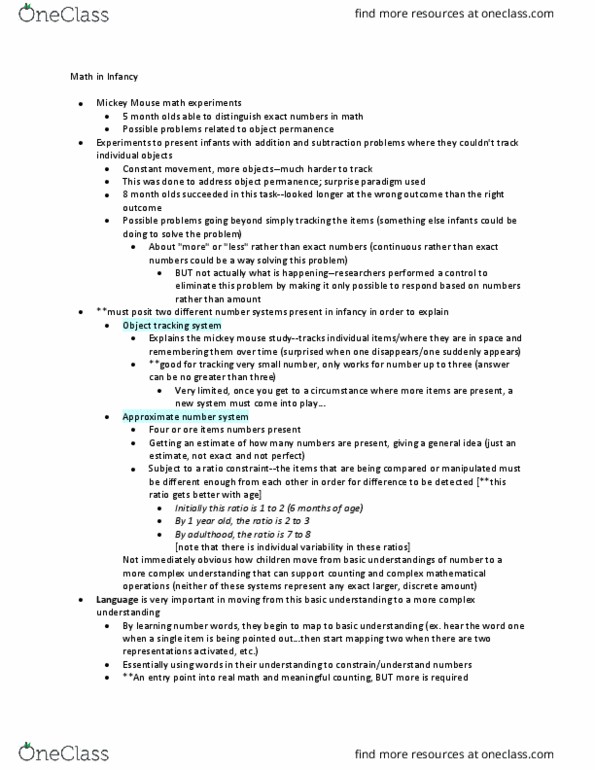 PSY-PC 1250 Lecture Notes - Lecture 8: Approximate Number System, Object Permanence, General Idea thumbnail