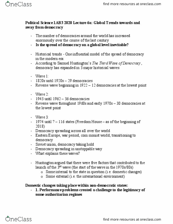 POLSCI 1AB3 Lecture Notes - Lecture 6: Monism, Planned Economy, Liberation Theology thumbnail